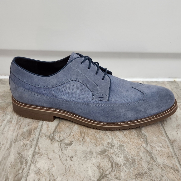 Saks Fifth Avenue Men's Gere Blue Suede Wingtip Oxford Shoes, Size: 13 - Picture 2 of 15
